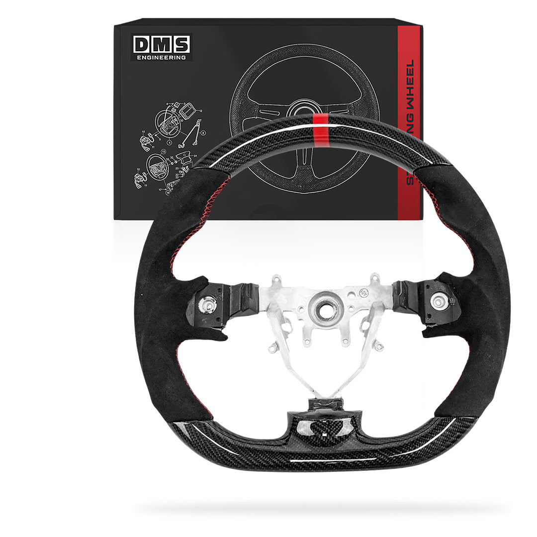 Subaru Impreza GR (2008 - 2013) Carbon Alcantara Red Stitching + Red Centre Line Steering Wheel