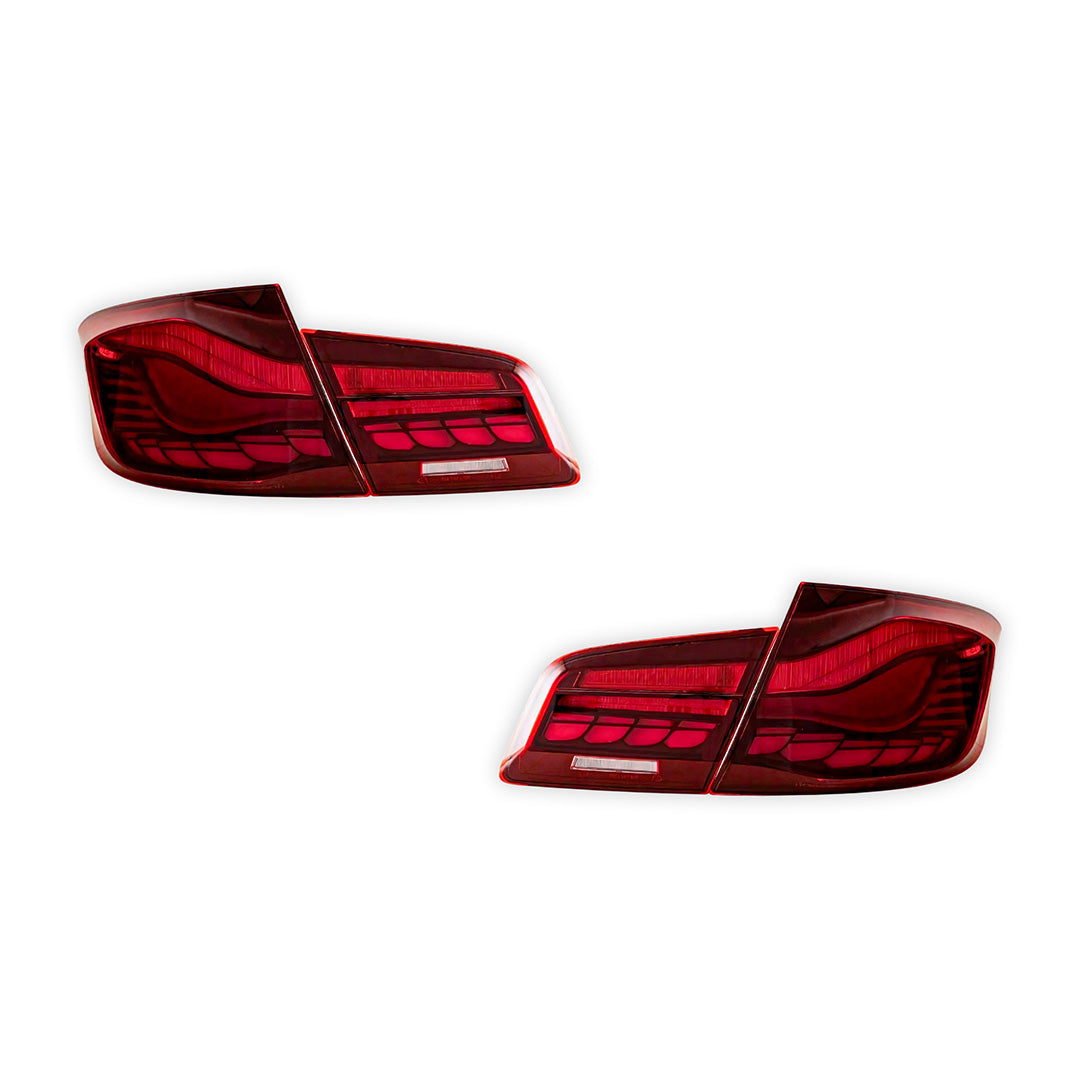 BMW 5-Series F10 / F18 (2011 - 2017) Sequential Red Full LED Tail Lights LH + RH