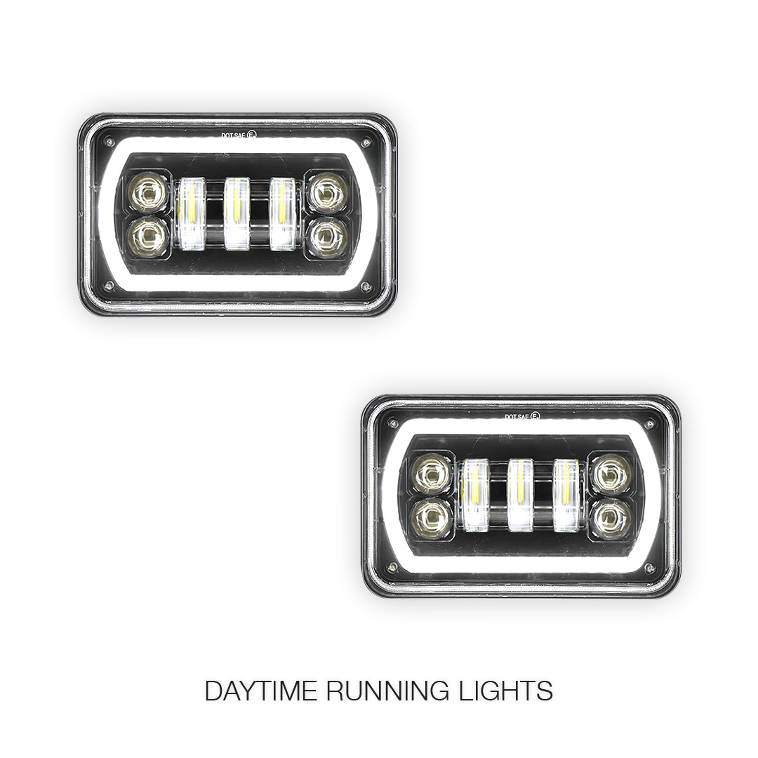 Universal 4 Pcs. 4x6" RGB LED Headlights LH + RH