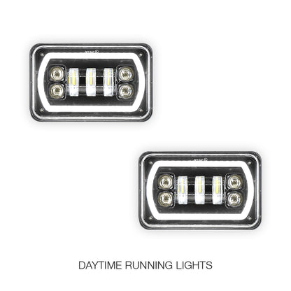 Universal 4 Pcs. 4x6" RGB LED Headlights LH + RH