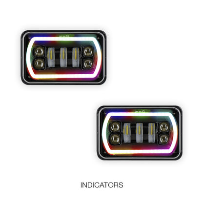Universal 4 Pcs. 4x6" RGB LED Headlights LH + RH