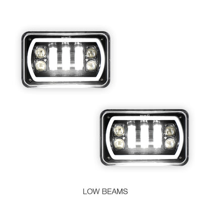 Universal 4 Pcs. 4x6" RGB LED Headlights LH + RH