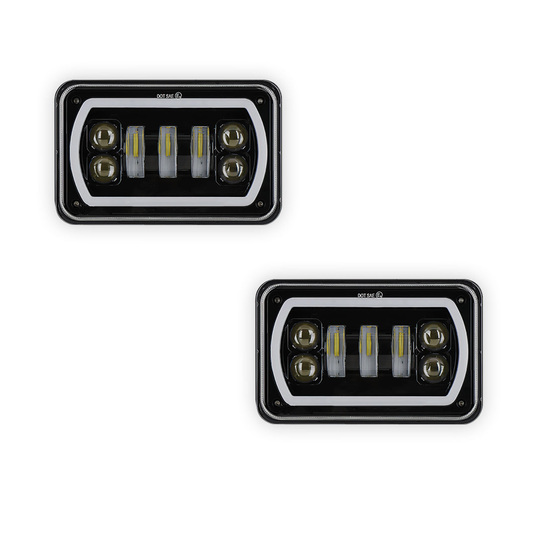 Universal 4 Pcs. 4x6" RGB LED Headlights LH + RH