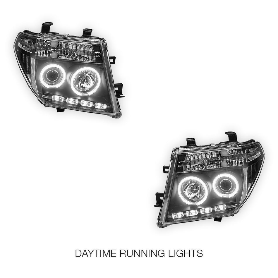Nissan Pathfinder R51 (2005 - 2009) Black CCFL Angel Eyes Projector Headlights LH + RH