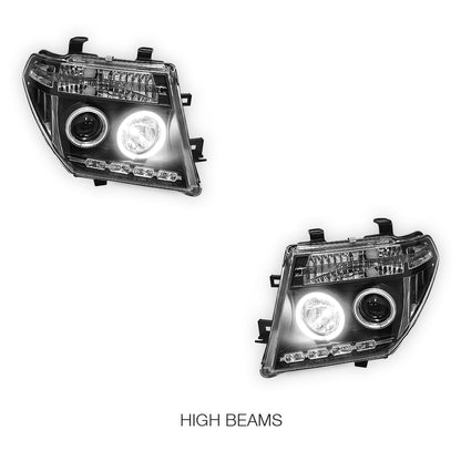 Nissan Pathfinder R51 (2005 - 2009) Black CCFL Angel Eyes Projector Headlights LH + RH