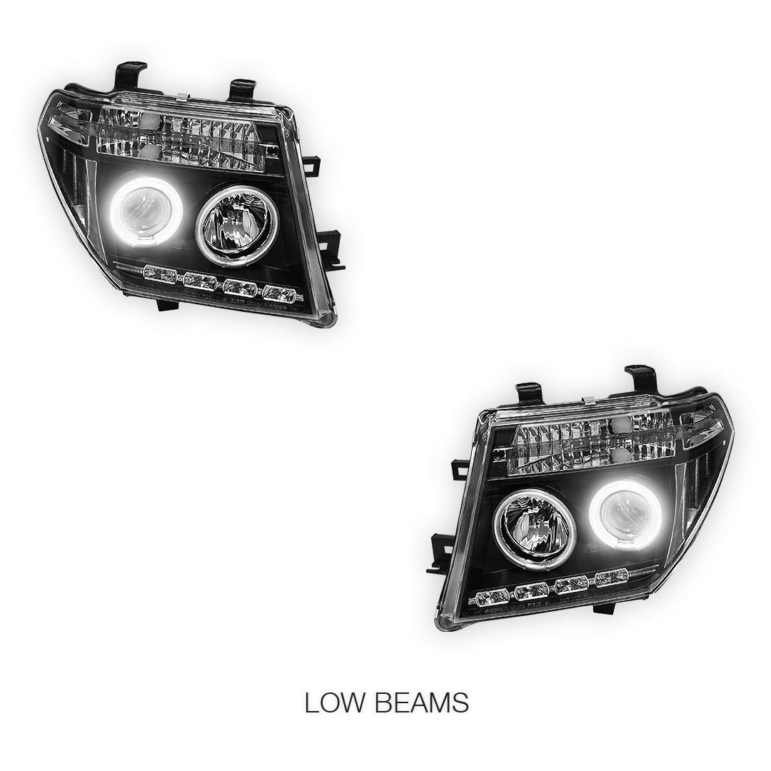 Nissan Pathfinder R51 (2005 - 2009) Black CCFL Angel Eyes Projector Headlights LH + RH