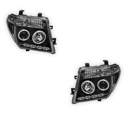 Nissan Pathfinder R51 (2005 - 2009) Black CCFL Angel Eyes Projector Headlights LH + RH