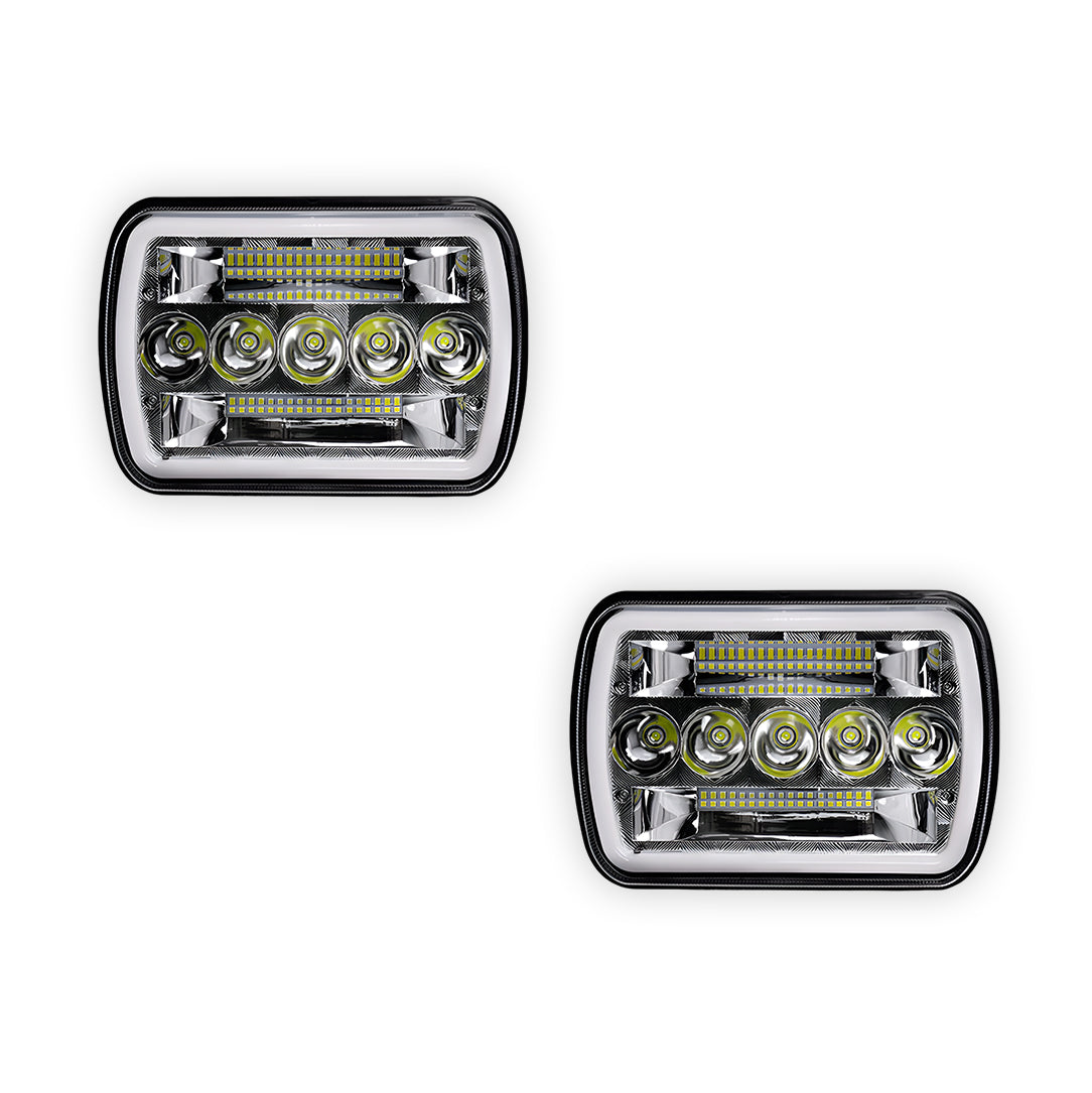 Toyota HiLux N40 / N50 / N60 (1983 - 2004) LED Halo DRL Headlights LH + RH