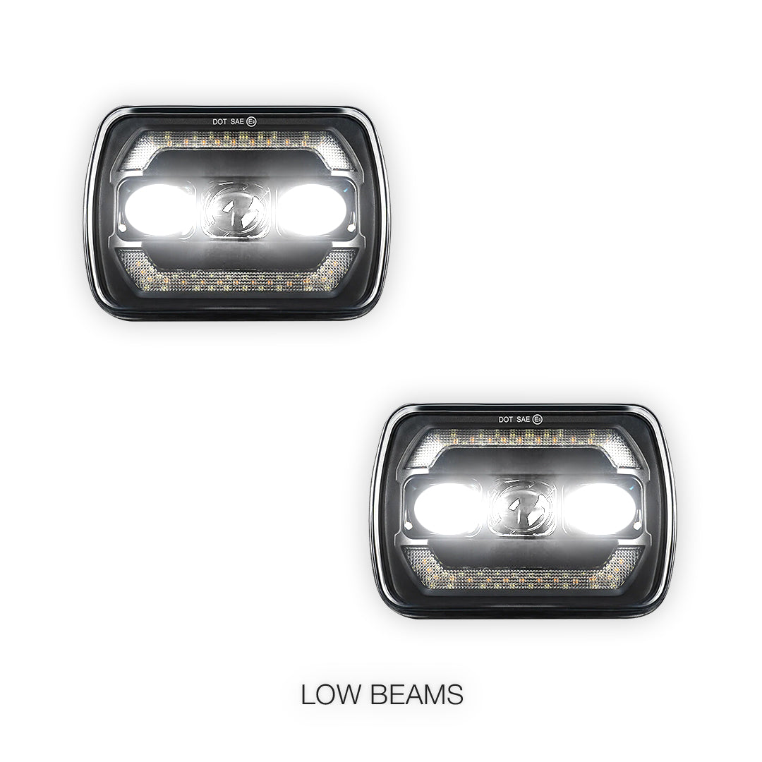 Nissan Navara D21 (1986 - 1997) LED Headlights Halo DRL  LH + RH