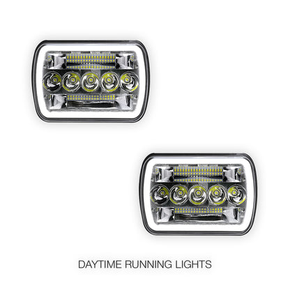 Nissan Navara D21 (1986 - 1997) LED Headlights Halo DRL  LH + RH
