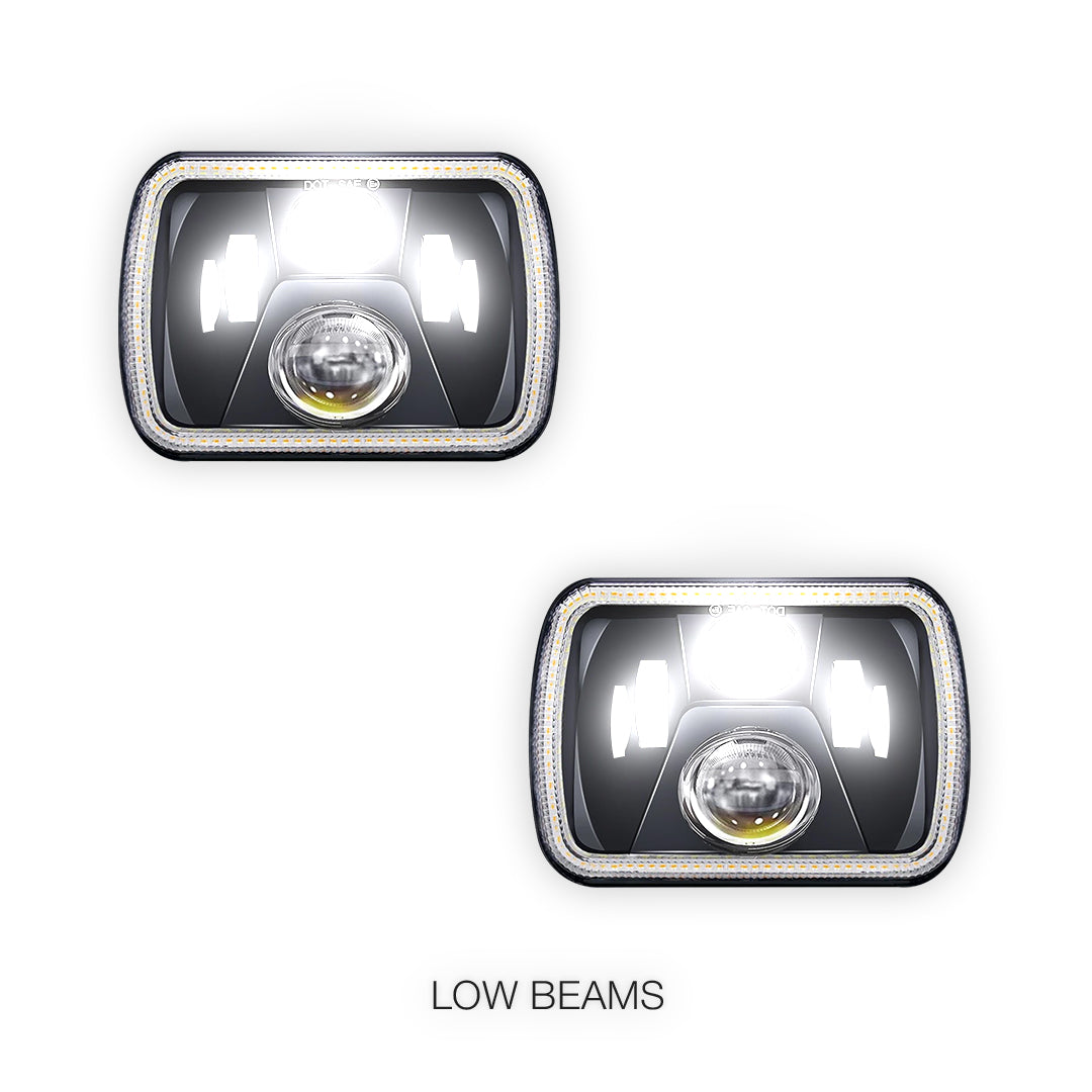 Nissan Navara D21 (1986 - 1997) LED Headlights Halo DRL  LH + RH