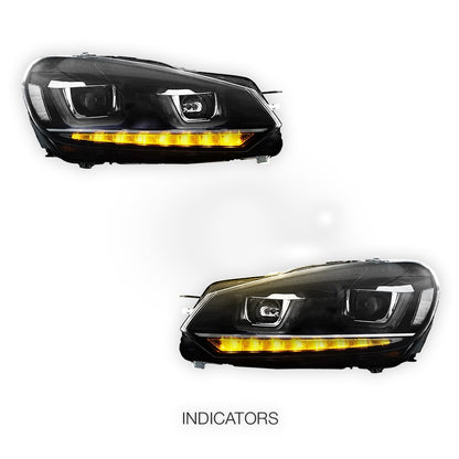 Volkswagen Golf MK6 (2010 - 2014) LED Headlights Halo DRL  LH + RH