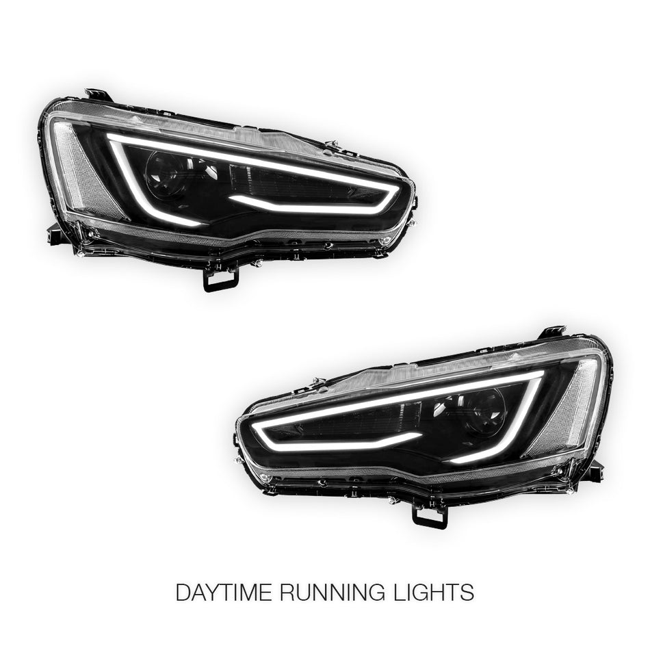 Mitsubishi Lancer Evo 10 (2008 - 2017) LED Headlights Halo DRL  LH + RH