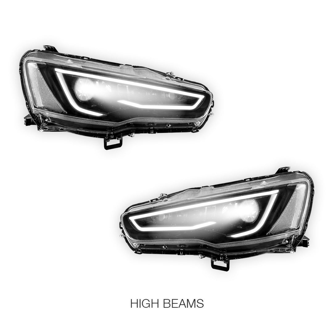 Mitsubishi Lancer Evo 10 (2008 - 2017) LED Headlights Halo DRL  LH + RH
