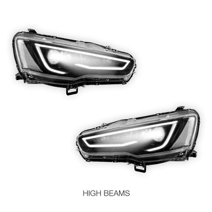 Mitsubishi Lancer Evo 10 (2008 - 2017) LED Headlights Halo DRL  LH + RH