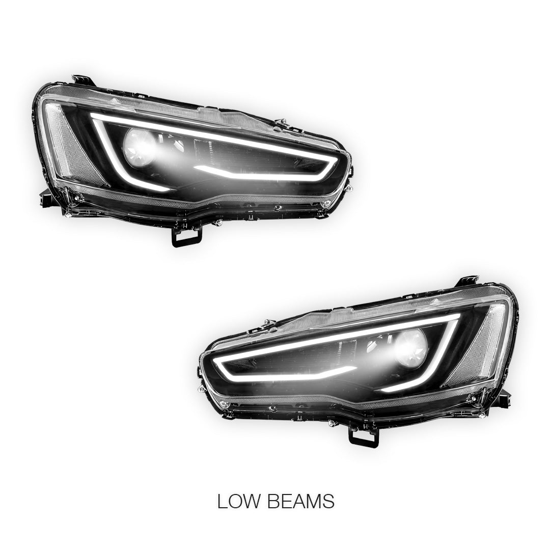 Mitsubishi Lancer Evo 10 (2008 - 2017) LED Headlights Halo DRL  LH + RH