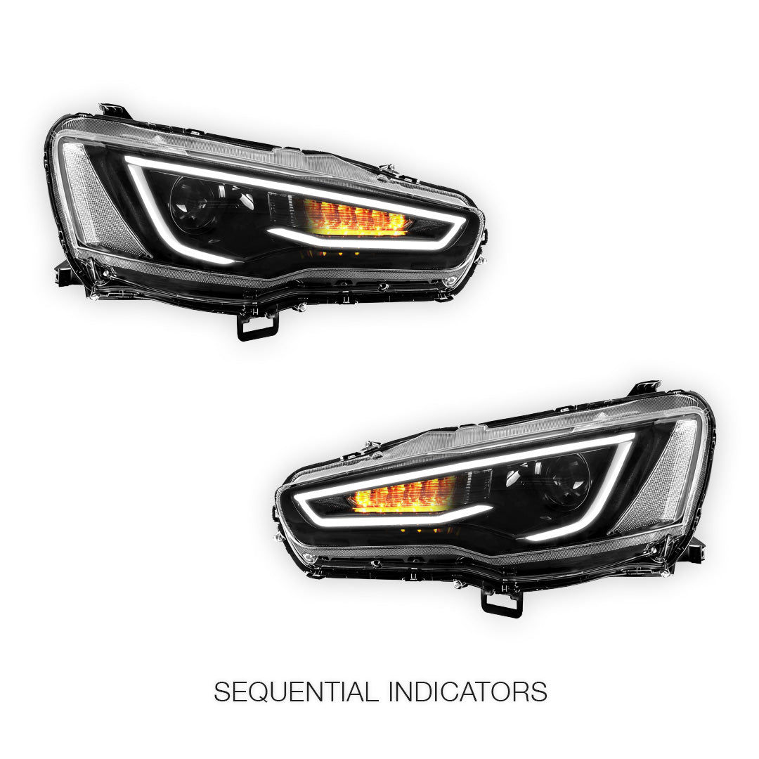 Mitsubishi Lancer Evo 10 (2008 - 2017) LED Headlights Halo DRL  LH + RH