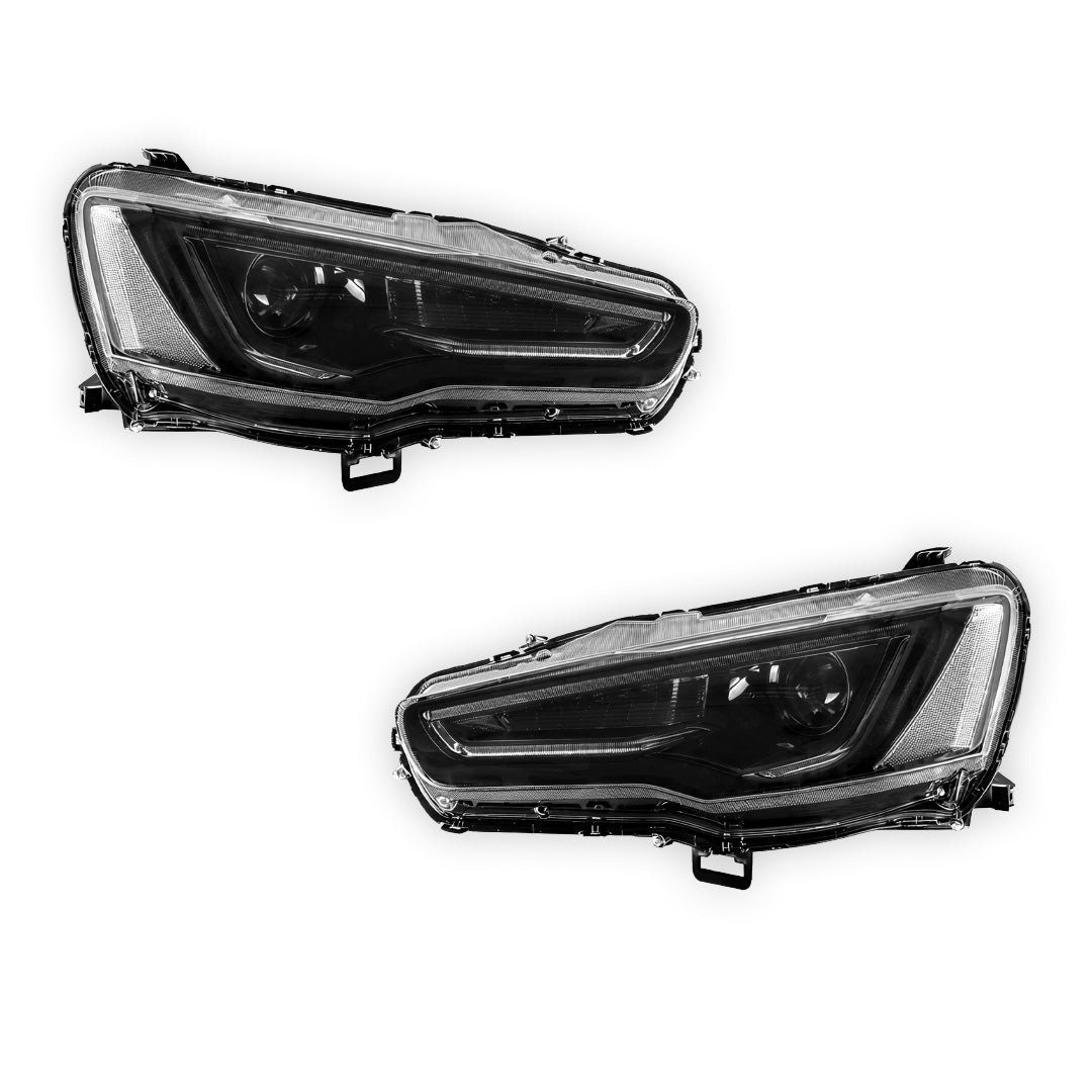 Mitsubishi Lancer Evo 10 (2008 - 2017) LED Headlights Halo DRL  LH + RH