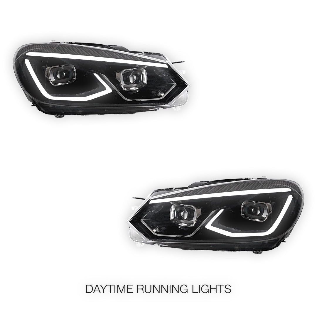 Volkswagen Golf MK6 (2008 - 2013) LED Headlights Halo DRL  LH + RH