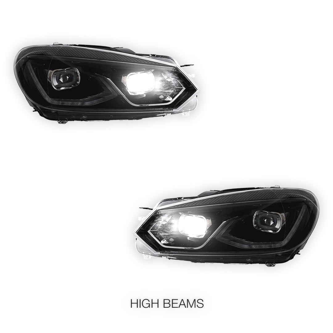 Volkswagen Golf MK6 (2008 - 2013) LED Headlights Halo DRL  LH + RH