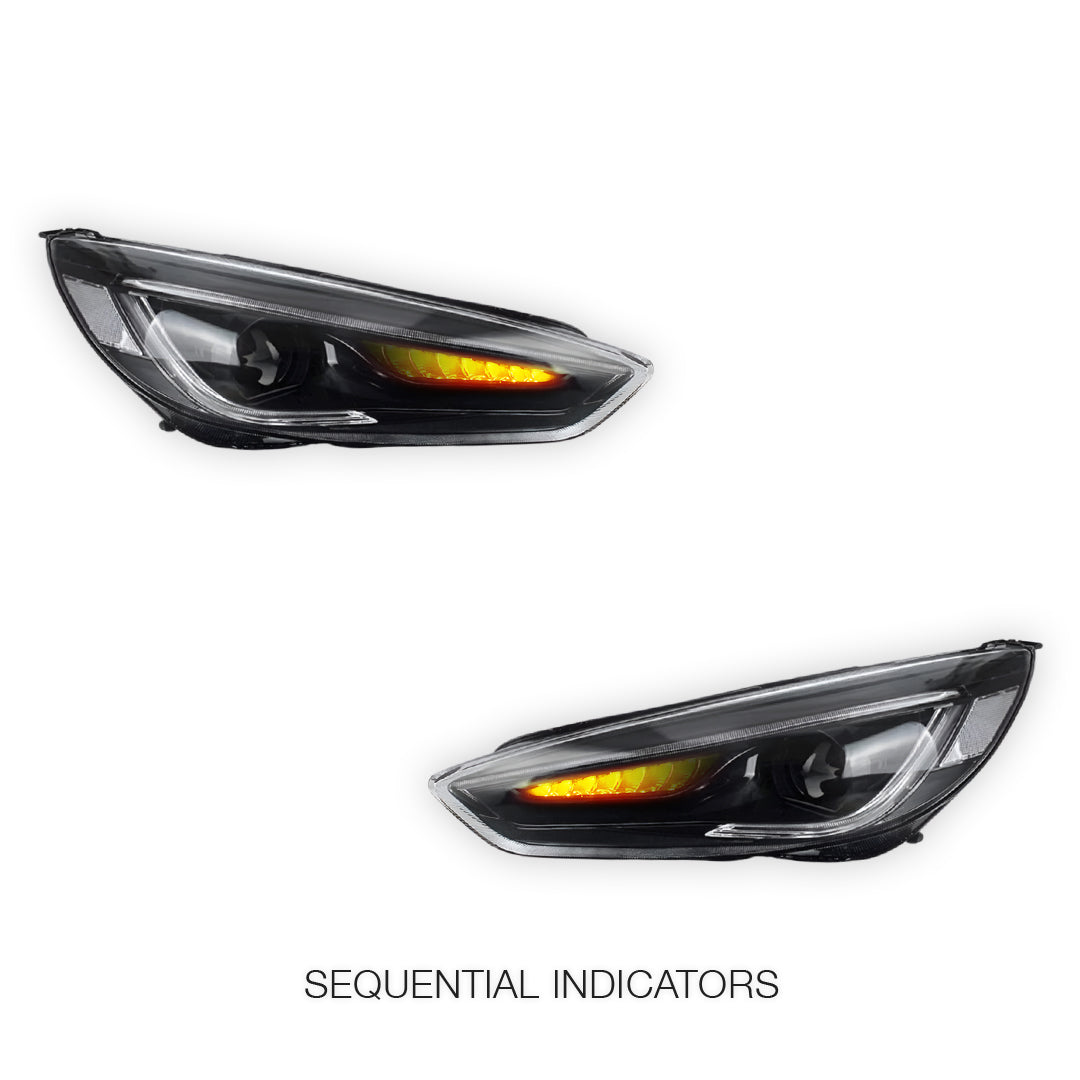 Ford Focus LZ (2015 - 2018) LED Headlights Halo DRL LH + RH