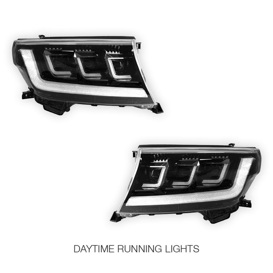 Toyota LandCruiser 200 Series (2007 - 2014) LED Headlights Halo DRL  LH + RH