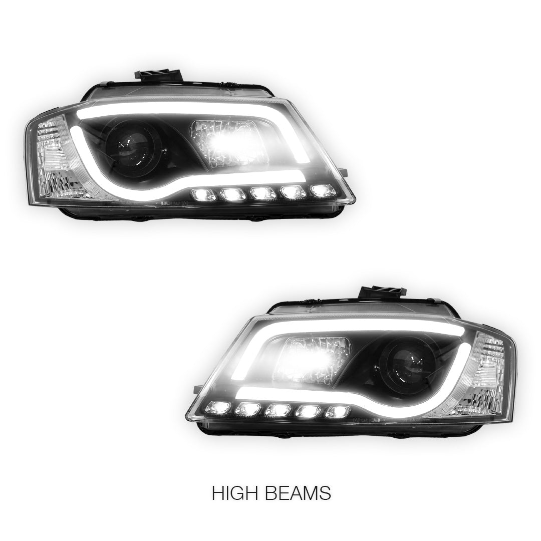 Audi A3 8P Facelift (2008 - 2012) 3D LED DRL Projector Headlights LH + RH