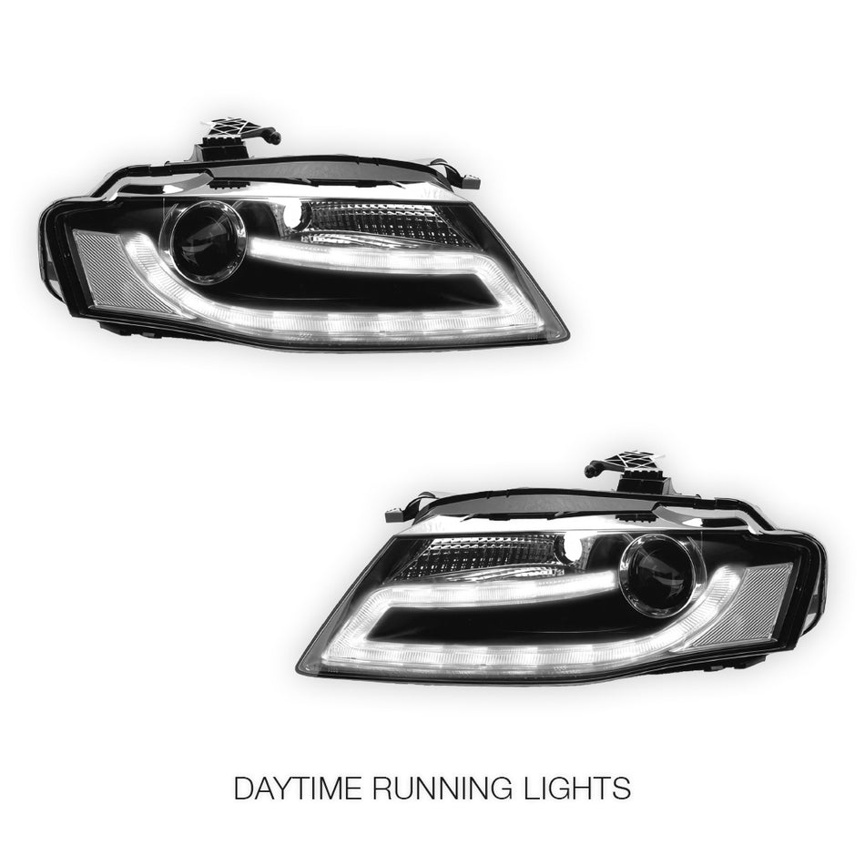 Audi S4 B8 (2009 - 2012) Halogen Model LED DRL Dual Beam Projector Headlights LH + RH