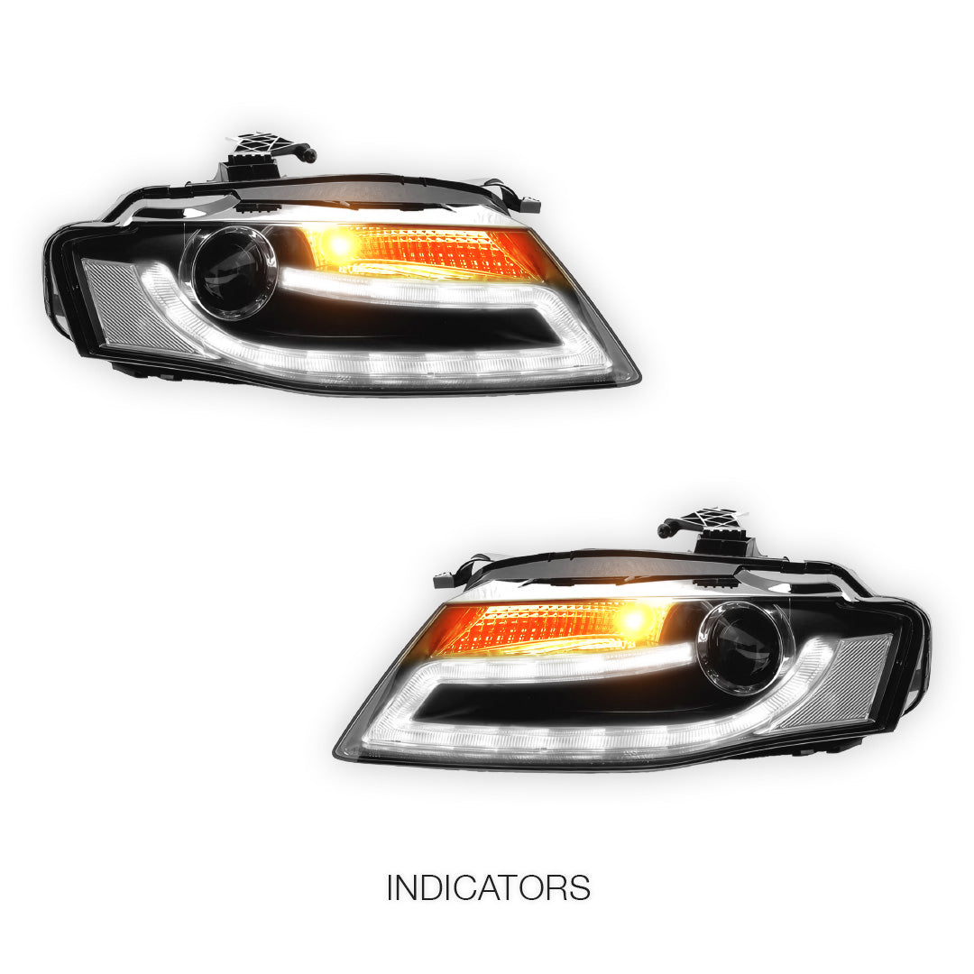 Audi S4 B8 (2009 - 2012) Halogen Model LED DRL Dual Beam Projector Headlights LH + RH