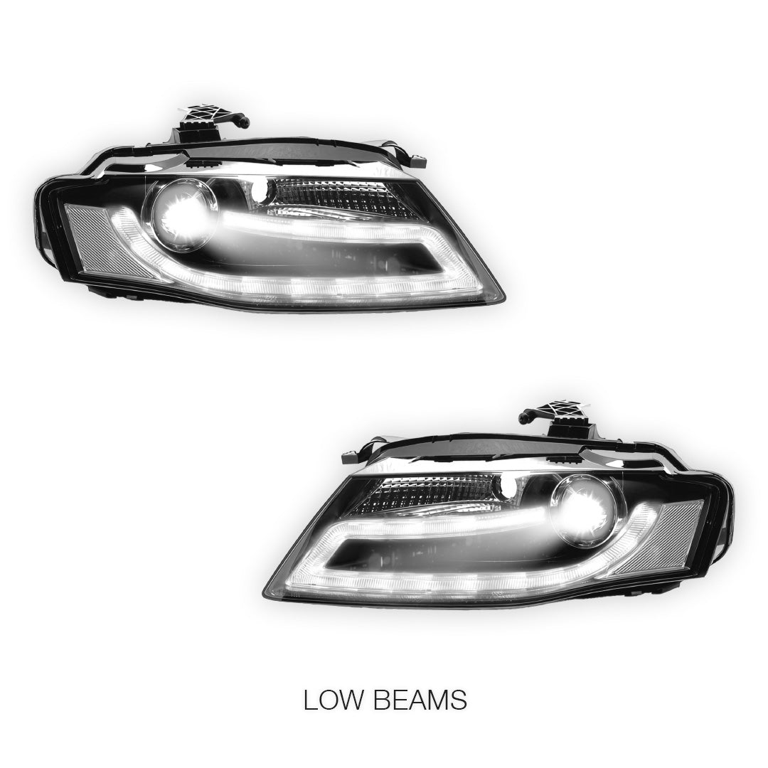 Audi S4 B8 (2009 - 2012) Halogen Model LED DRL Dual Beam Projector Headlights LH + RH