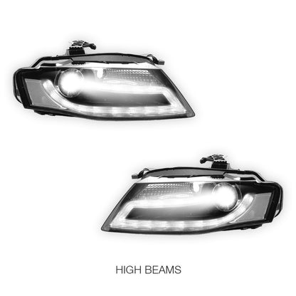 Audi S4 B8 (2009 - 2012) Halogen Model LED DRL Dual Beam Projector Headlights LH + RH