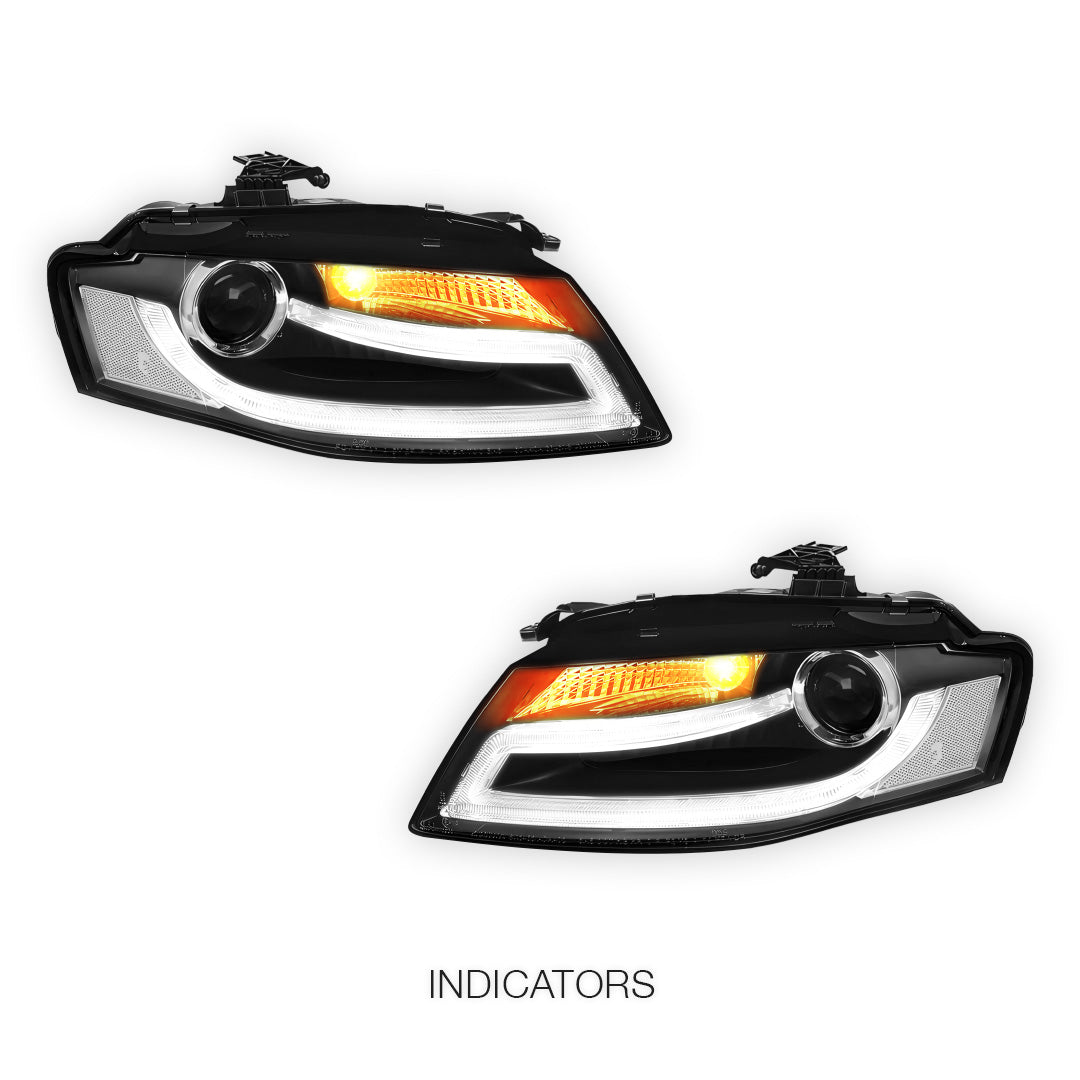Audi S4 B8 (2009 - 2012) HID Model LED DRL Dual Beam Projector Headlights LH + RH