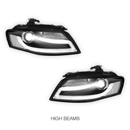Audi S4 B8 (2009 - 2012) HID Model LED DRL Dual Beam Projector Headlights LH + RH