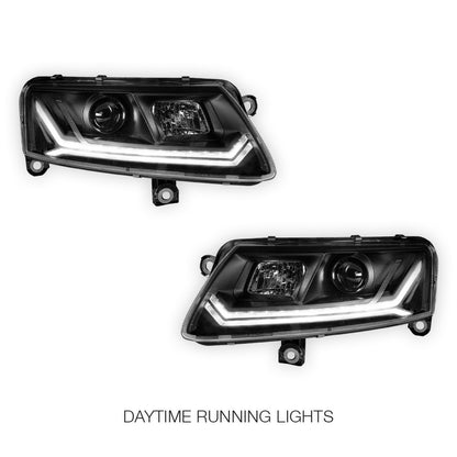 Audi A6 C6 (2004 - 2011) Sequential Black LED DRL Projector Headlights LH + RH