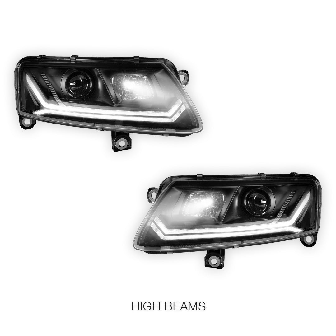 Audi A6 C6 (2004 - 2011) Sequential Black LED DRL Projector Headlights LH + RH