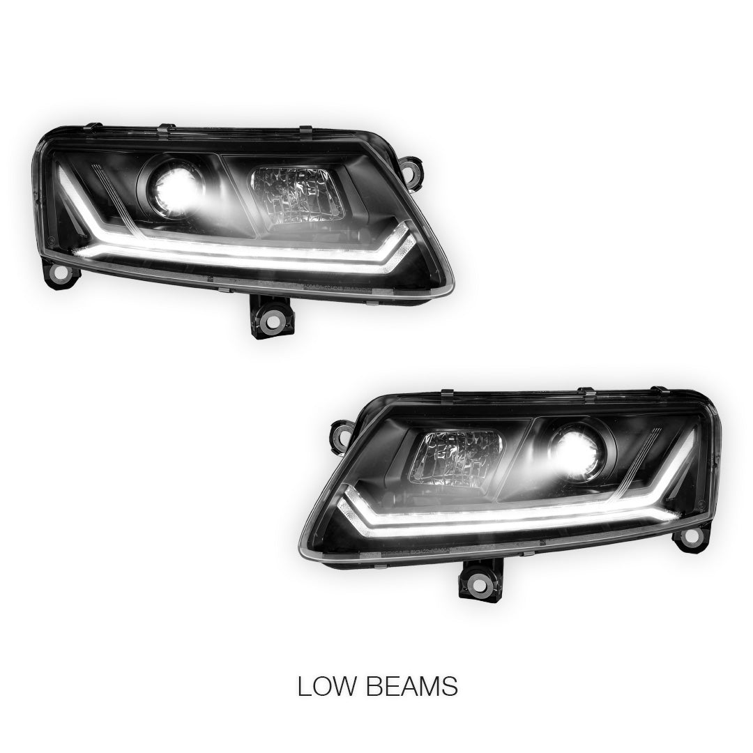 Audi A6 C6 (2004 - 2011) Sequential Black LED DRL Projector Headlights LH + RH