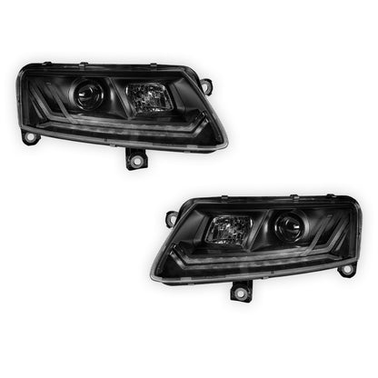Audi A6 C6 (2004 - 2011) Sequential Black LED DRL Projector Headlights LH + RH