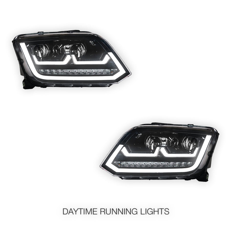 Volkswagen Amarok 2H (2011 - 2016) R Style LED DRL Projector Headlights LH + RH