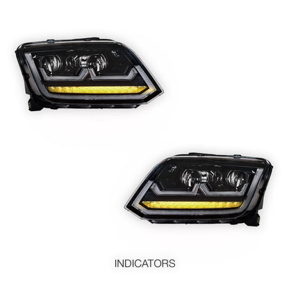 Volkswagen Amarok 2H (2011 - 2016) R Style LED DRL Projector Headlights LH + RH