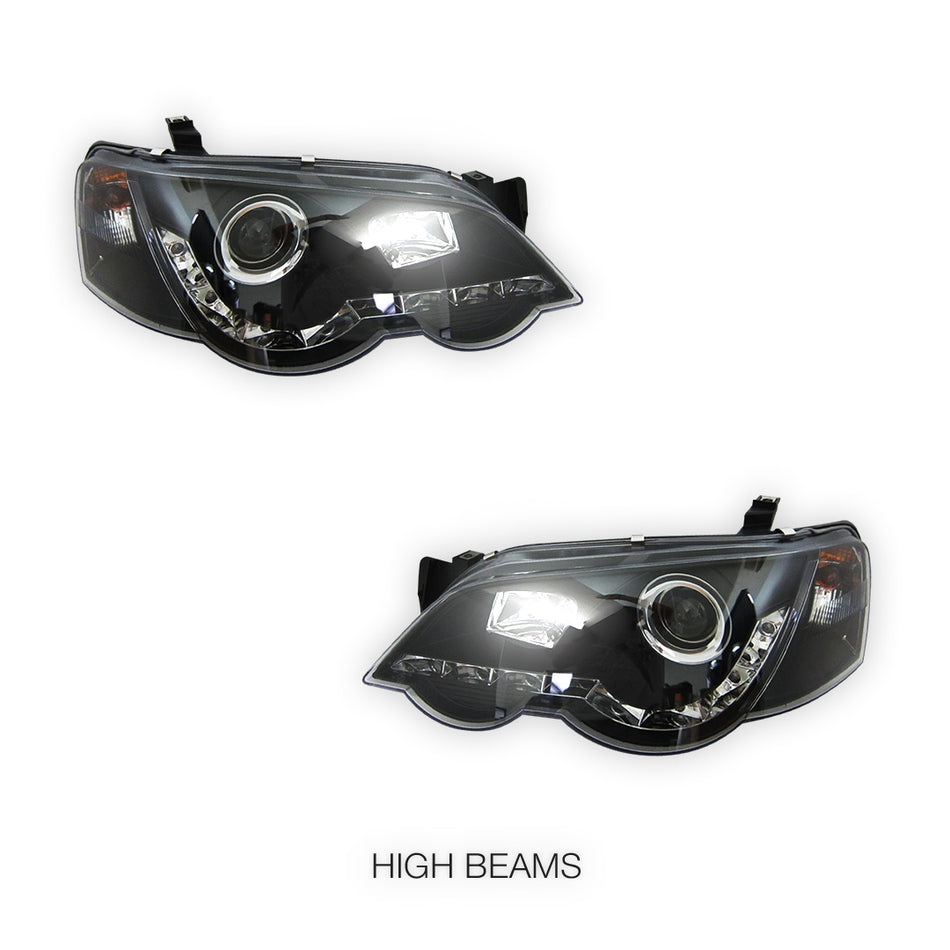 Ford Falcon BA / BF (2002 - 2008) LED DRL Projector Headlights LH + RH