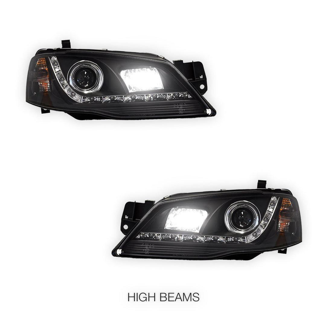 Ford Fairmont BF (2005 - 2008) LED DRL Projector Headlights LH + RH