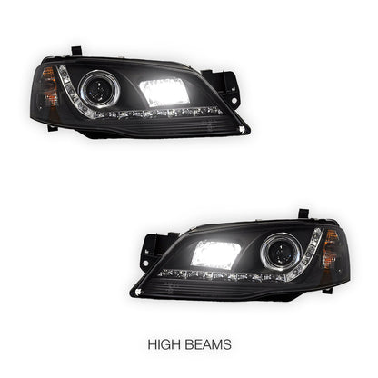 Ford Fairmont BF (2005 - 2008) LED DRL Projector Headlights LH + RH