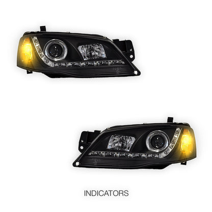 Ford Fairmont BF (2005 - 2008) LED DRL Projector Headlights LH + RH