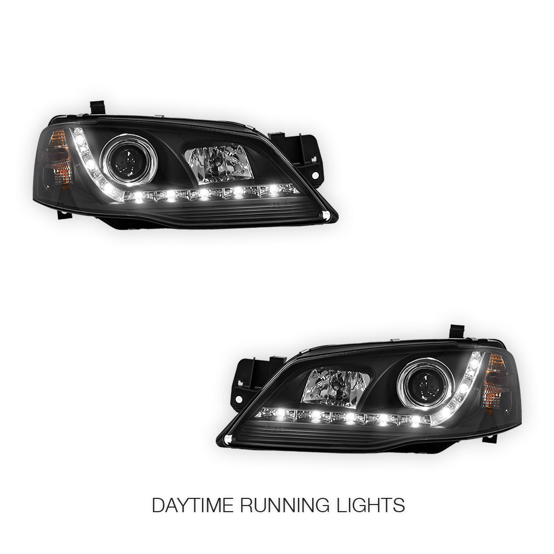 Ford Fairmont BF (2005 - 2010) LED DRL Projector Headlights LH + RH