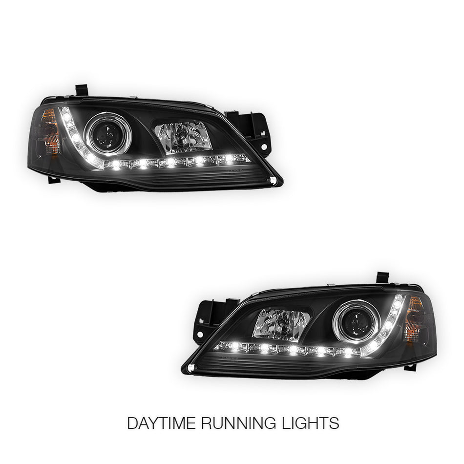 Ford Fairmont BF (2005 - 2010) LED DRL Projector Headlights LH + RH