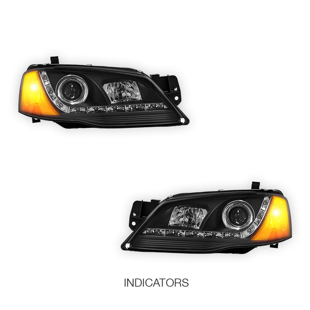 Ford Fairmont BF (2005 - 2010) LED DRL Projector Headlights LH + RH