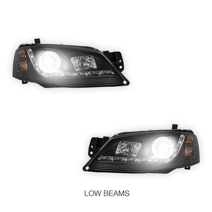 Ford Fairmont BF (2005 - 2010) LED DRL Projector Headlights LH + RH
