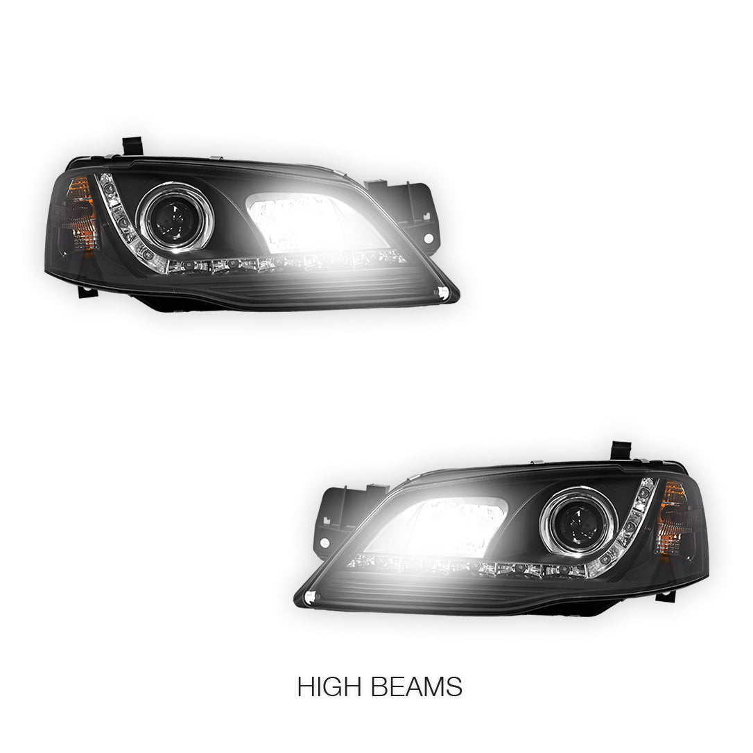 Ford Fairmont BF (2005 - 2010) LED DRL Projector Headlights LH + RH