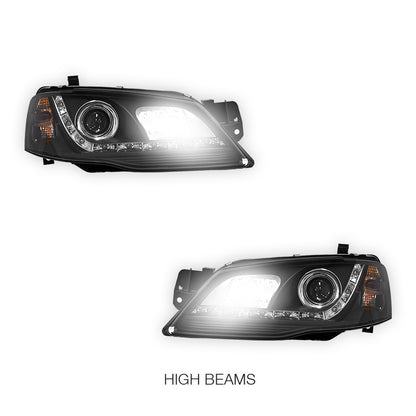 Ford Fairmont BF (2005 - 2010) LED DRL Projector Headlights LH + RH