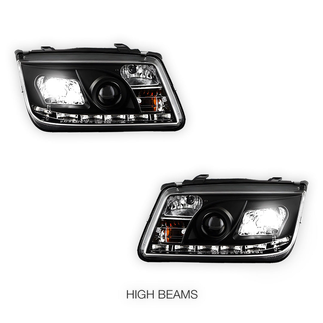Volkswagen Bora 1J (1998 - 2004) LED DRL Projector Headlights LH + RH